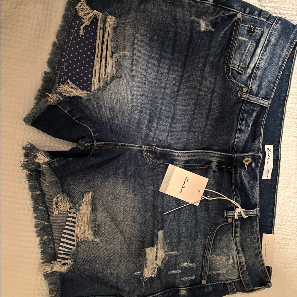 KanCan Distressed Jean Shorts - Dark Blue